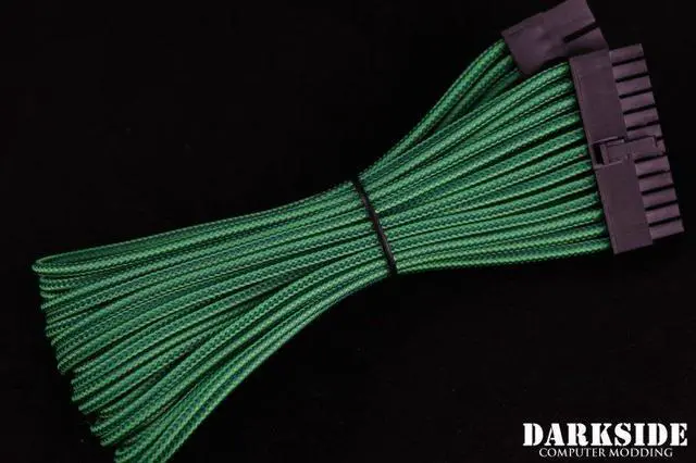 Alt view image 2 of 2 - Darkside 24-Pin ATX 12" (30cm) HSL Single Braid Extension Cable - Commando UV, Green (DS-0703)