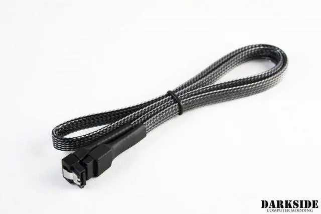 Alt view image 2 of 2 - Darkside 45cm (18") SATA 3.0 180° to 90° Data Cable with Latch - Graphite Metallic (DS-0576)