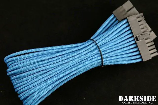 Alt view image 2 of 2 - Darkside 24-Pin ATX 12" (30cm) HSL Single Braid Extension Cable - Aqua Blue UV (DS-0695)