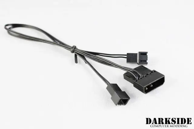 Alt view image 2 of 2 - DarkSide MOLEX 4P w/ Passtrough to 3-Pin Fan Power Y-cable - 12V Only, 4-Pin Molex, Black (DS-0819)