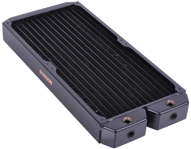 Alt view image 10 of 12 - Alphacool NexXxos XT45 Full Copper Radiator 360, 180mm x 2, Dual Fan, Black