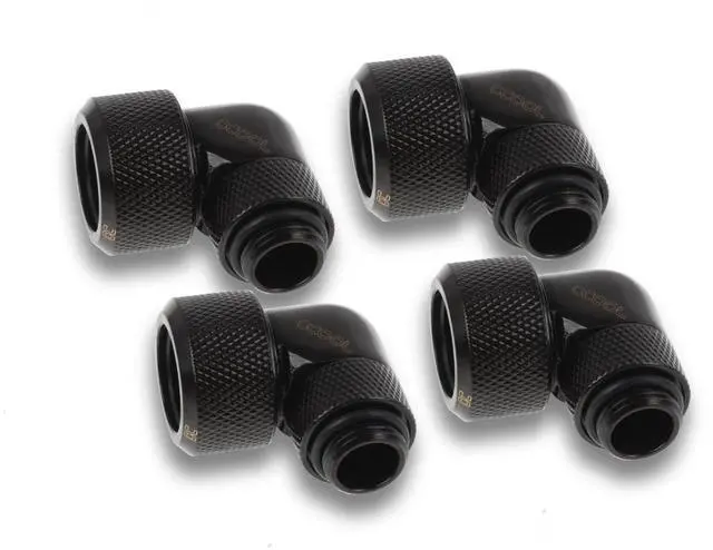 Alt view image 5 of 8 - Alphacool Eiszapfen 16mm HardTube Compression Fitting 90 Rotary G1/4 for Acryl/Brass Tubes - Black (1022483)
