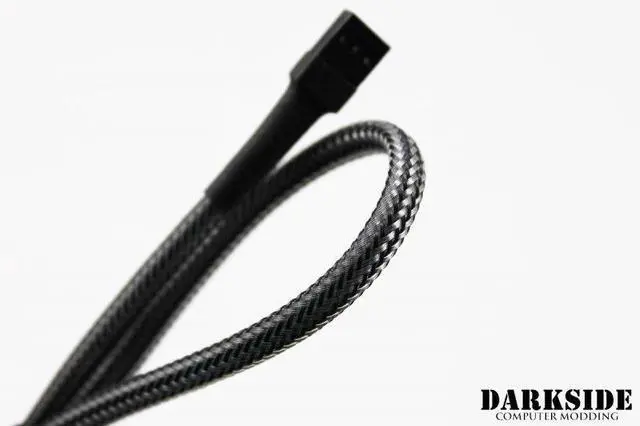 Alt view image 4 of 4 - Darkside 3-Pin 30cm (12") M/F Fan Sleeved Cable - Graphite Metallic (DS-0241)