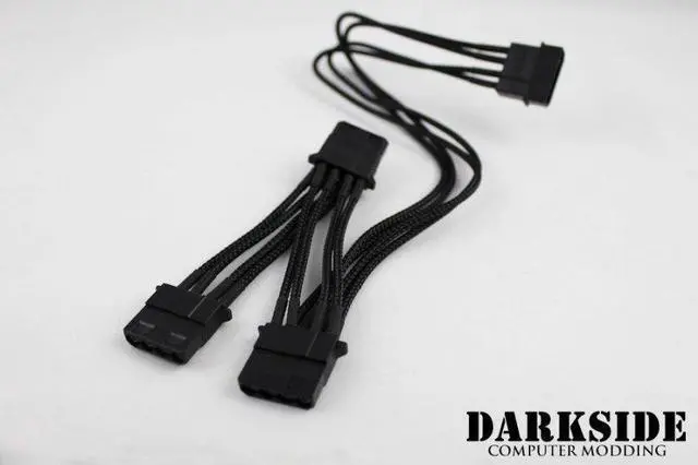 Alt view image 2 of 2 - Darkside 3-Way 4-Pin MOLEX Power Y-Cable Splitter - Jet Black (DS-0142)