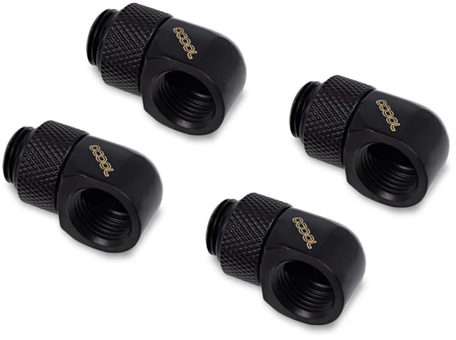 Alt view image 5 of 12 - Alphacool Eiszapfen L-Connector Rotatable G1/4 OT to G1/4 IT - Black - Four Pack (17615)