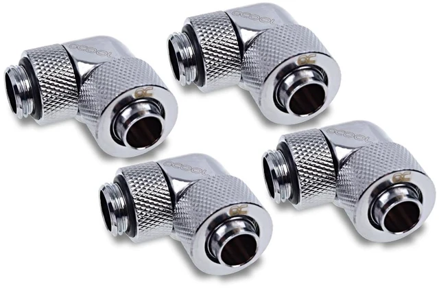 Alt view image 5 of 12 - Alphacool Eiszapfen 13/10mm Compression Fitting 90 Rotatable G1/4 - Chrome - Four Pack (17312)