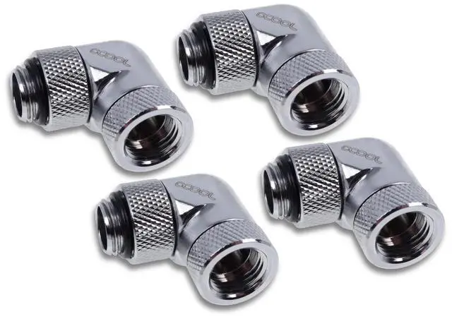 Alt view image 5 of 8 - Alphacool Eiszapfen Angled Adaptor 90 G1/4 OT to G1/4 IT - Chrome - Four Pack (17617)