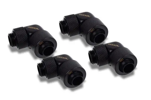 Alt view image 5 of 7 - Alphacool Eiszapfen 13/10mm Compression Fitting 90° Rotary G1/4 - Black - Four Pack (17611)