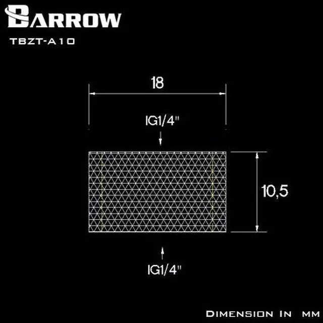 Alt view image 4 of 4 - Barrow G1/4" 10.5mm Female to Female Extension Fitting - Silver (TBZT-A10-Silver)