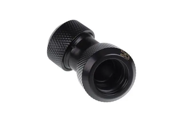 Alt view image 9 of 11 - Alphacool Eiszapfen 13mm HardTube Compression Fitting 45° L-connector for Plexi- Brass Tubes - Knurled - Deep Black (17403)