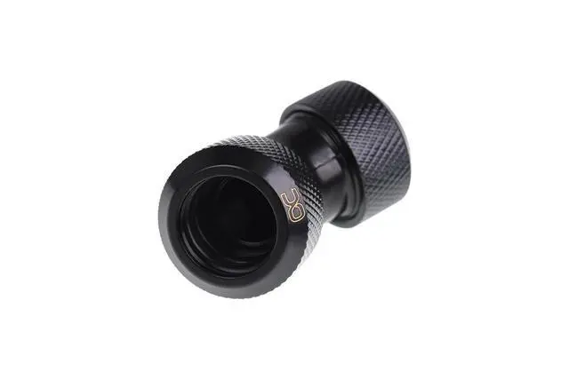 Alt view image 10 of 11 - Alphacool Eiszapfen 13mm HardTube Compression Fitting 45° L-connector for Plexi- Brass Tubes - Knurled - Deep Black (17403)