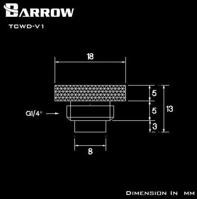 Alt view image 4 of 4 - Barrow G1/4" 10K Temperature Stop / Plug Fitting - Silver (TCWD-V1-Silver)