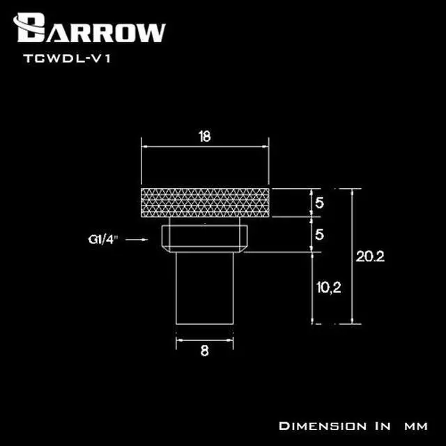 Alt view image 3 of 3 - Barrow G1/4" 10K Temperature Stop / Plug Fitting - Long Version - Silver (TCWDL-V1-Silver)