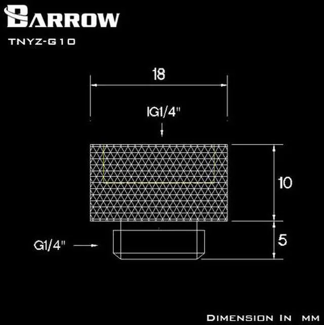 Alt view image 6 of 6 - Barrow G1/4" 10mm Male to Female Extension Fitting - Silver (TNYZ-G10-Silver)