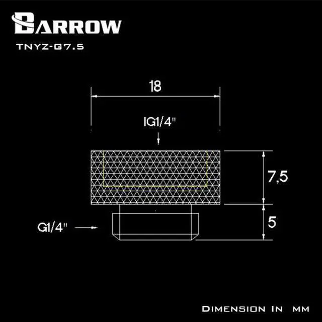 Alt view image 4 of 6 - Barrow G1/4" 7.5mm Male to Female Extension Fitting - Silver (TNYZ-G7.5-Silver)