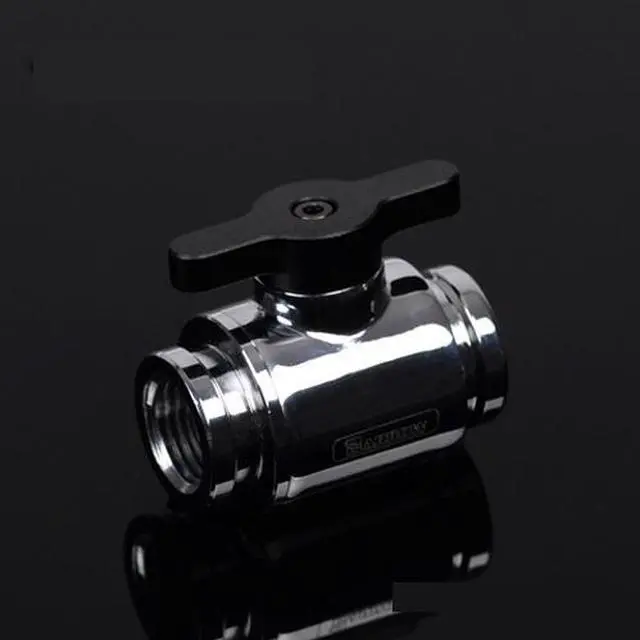 Alt view image 4 of 4 - Barrow G1/4" Mini Ball Valve Fitting "Metal Handle Version" - Silver/Black (TLQFS-V1-Silver)