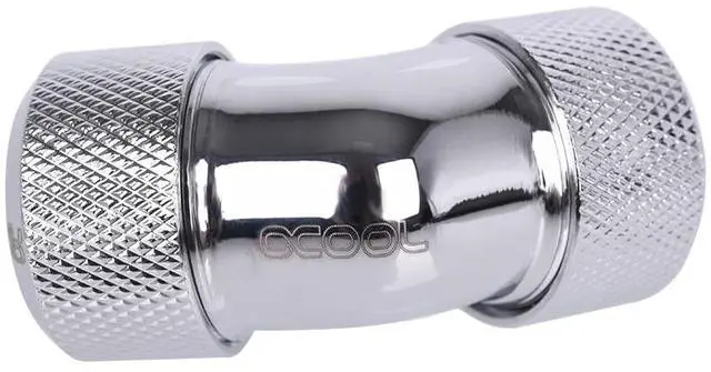 Alt view image 10 of 11 - Alphacool Eiszapfen 16mm HardTube Compression Fitting 45° L-connector - Knurled - Chrome (17404)