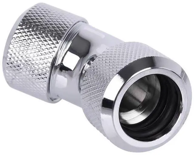 Alt view image 11 of 11 - Alphacool Eiszapfen 16mm HardTube Compression Fitting 45° L-connector - Knurled - Chrome (17404)