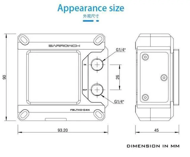 Alt view image 6 of 6 - Barrowch INTEL 115X/X99/X299 CPU Waterblock with HDMI Display Screen POM Edition - Black (FBLTHD-04I V2)