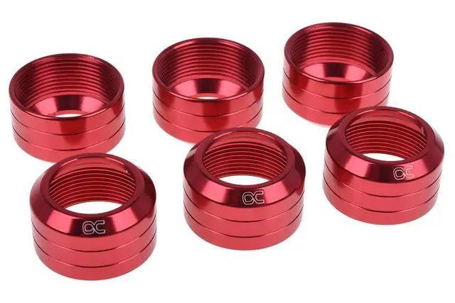 Alt view image 6 of 7 - Alphacool Eiszapfen 13mm HardTube Fitting Collar Modding Pack - 6 Pack - Red (17411)