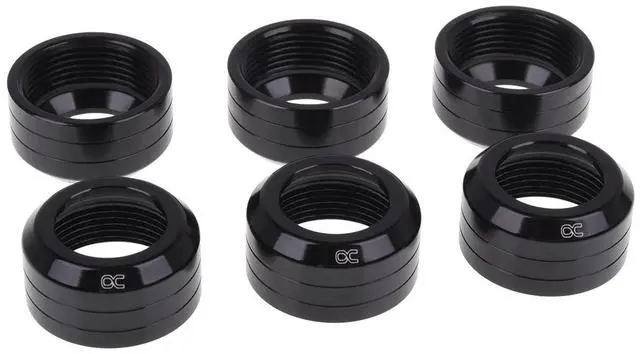 Alt view image 7 of 7 - Alphacool Eiszapfen 13mm HardTube Fitting Collar Modding Pack - 6 Pack - Deep Black (17414)