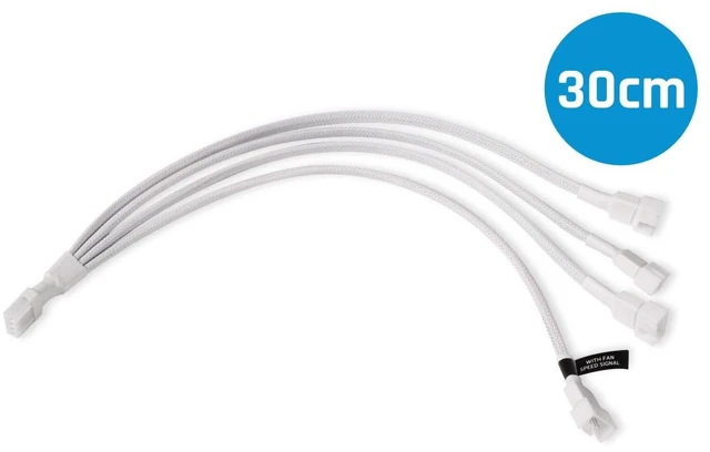 Alt view image 4 of 6 - Alphacool Y-Splitter 4-Pin to 4x 4-Pin PWM Cable - 30cm - White (18729)