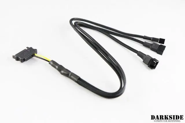 Alt view image 5 of 6 - Darkside Three-Way 4-Pin/3-Pin Fan Slitter Cable With SATA Power (DS-0931)