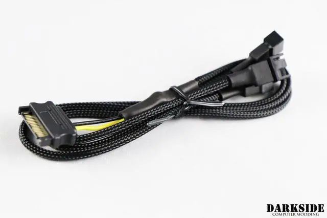 Alt view image 6 of 6 - Darkside Three-Way 4-Pin/3-Pin Fan Slitter Cable With SATA Power (DS-0931)