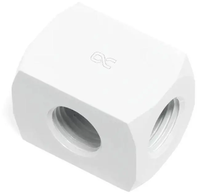 Alt view image 5 of 7 - Alphacool HF Connection Terminal TEE T-piece Round G1/4 - White (17629)
