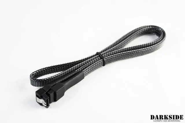 Alt view image 2 of 2 - Darkside 60cm (24") SATA 3.0 180° to 180° Data Cable With Latch - Graphite Metallic (DS-0975)