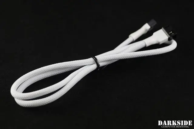 Alt view image 3 of 3 - Darkside 4-Pin 70cm (27") M/F Sleeved PWM Fan Cable White (DS-0965)