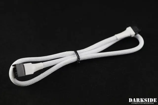 Alt view image 3 of 3 - Darkside 4-Pin 50cm (19.5") M/F Sleeved PWM Fan Cable White (DS-0964)