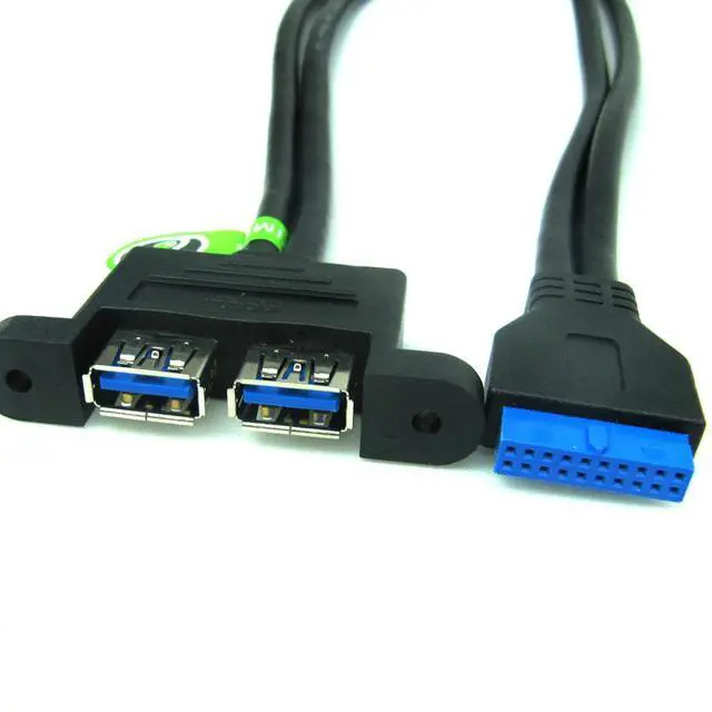 Alt view image 4 of 5 - ModMyMods USB 3.0 20-Pin to Dual Type-A Extension Cable with Panel Mounts (CAB248)