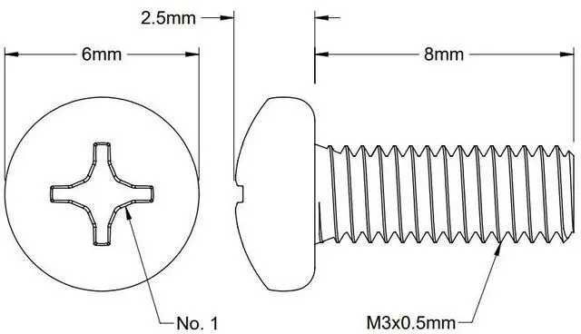 Alt view image 3 of 5 - ModMyMods M3 x 8mm Phillips Pan-Head Screw - Stainless Steel (MOD-0325)