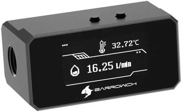 Alt view image 5 of 7 - Barrowch G1/4" OLED Display Water Temperature Sensor & Flow Meter w/ 3-Pin Shutdown - Black (FBFT08)