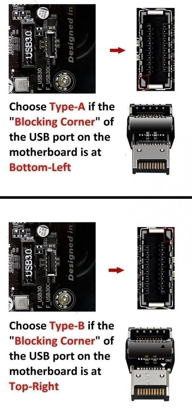 Alt view image 6 of 6 - ModMyMods USB 3.2 Front Panel Internal Connector Type E 90 Degree Angled Adapter - TYPE A (CO339)