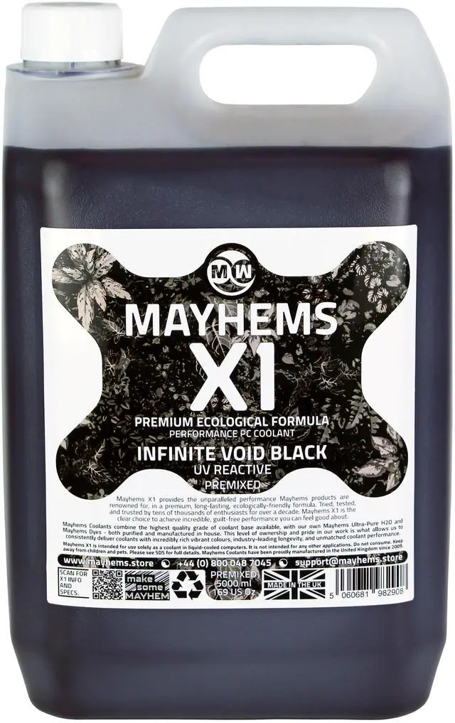 Alt view image 2 of 4 - Mayhems - PC Coolant - X1 Premix - Eco Friendly Series - UV Fluorescent | 5 Liter - Infinite Void Black (MX1P5LBK)