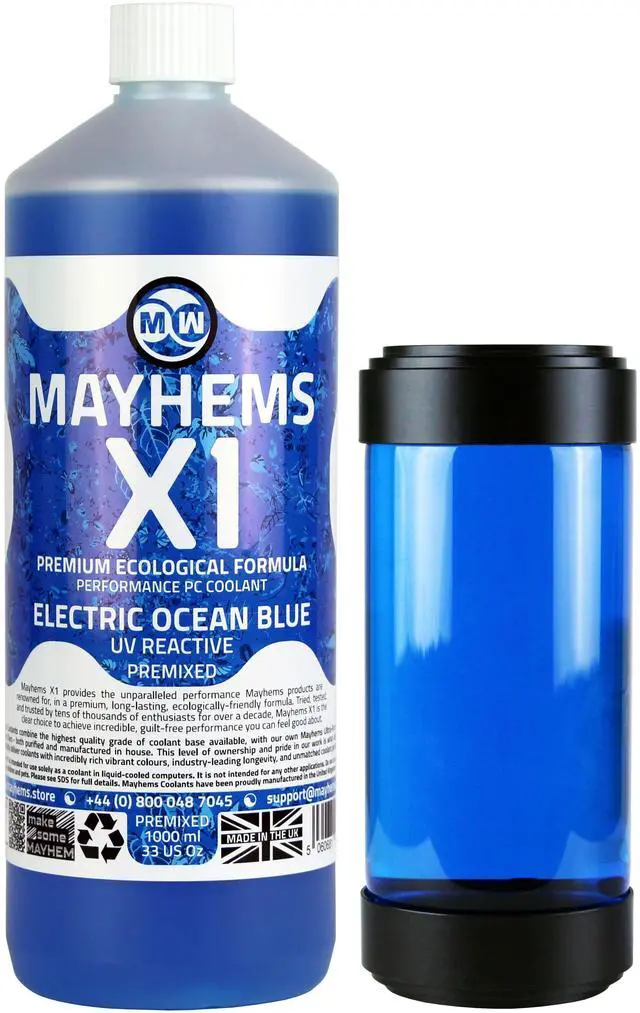 Alt view image 7 of 9 - Mayhems X1 Eco PC Coolant Premix, 1000mL, UV Blue
