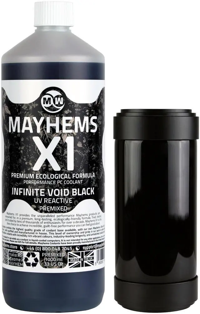 Alt view image 7 of 9 - Mayhems X1 Eco PC Coolant Premix, 1000mL, UV Black