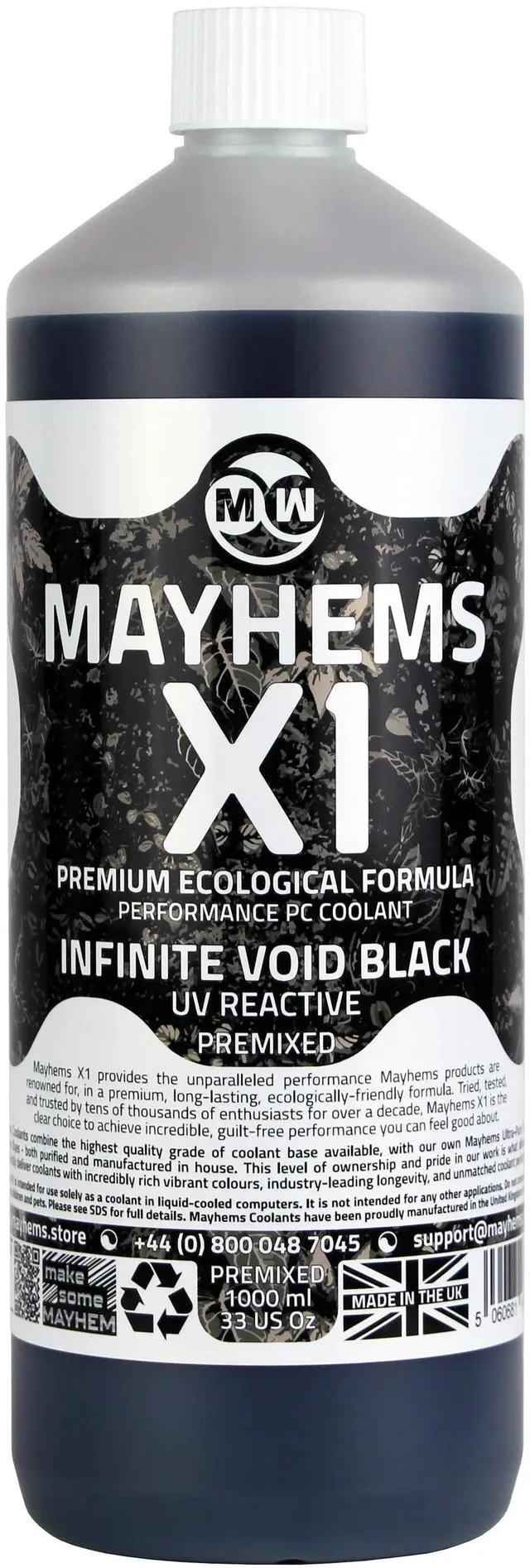 Alt view image 8 of 9 - Mayhems X1 Eco PC Coolant Premix, 1000mL, UV Black