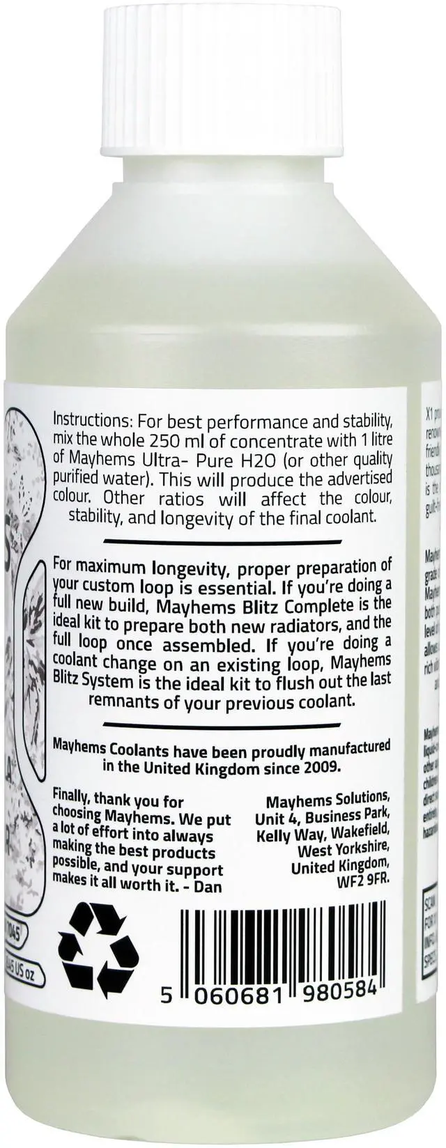 Alt view image 9 of 9 - Mayhems X1 Eco PC Coolant Concentrate, 250mL, Clear