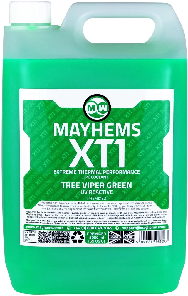 Alt view image 4 of 6 - Mayhems - PC Coolant - XT1 Premix - Thermal Performance Series - UV Fluorescent | 5 Liter - Tree Viper Green (MXTP5LGR)