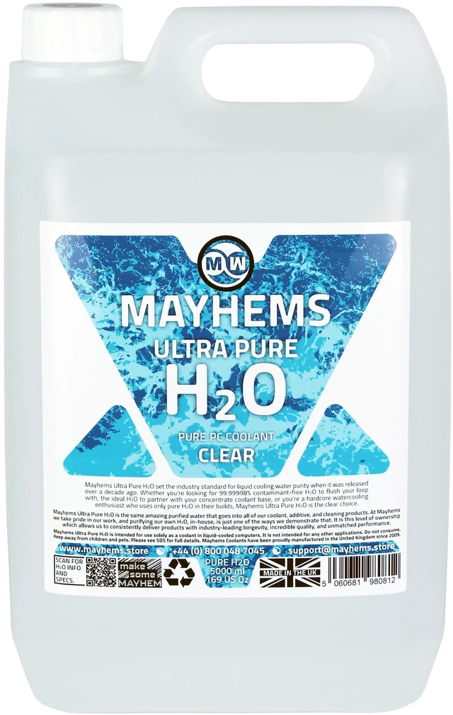 Alt view image 2 of 2 - Mayhems - PC Coolant - Ultra Pure H2O - High Purity - Low Electrical Conductivity | 5 Liter (MH2O5L)