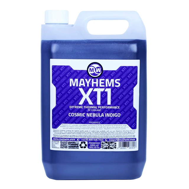 Alt view image 2 of 2 - Mayhems - PC Coolant - XT1 Premix - Thermal Performance Series - UV Fluorescent | 5 Liter - Cosmic Nebula Indigo (MXTP5LIN)