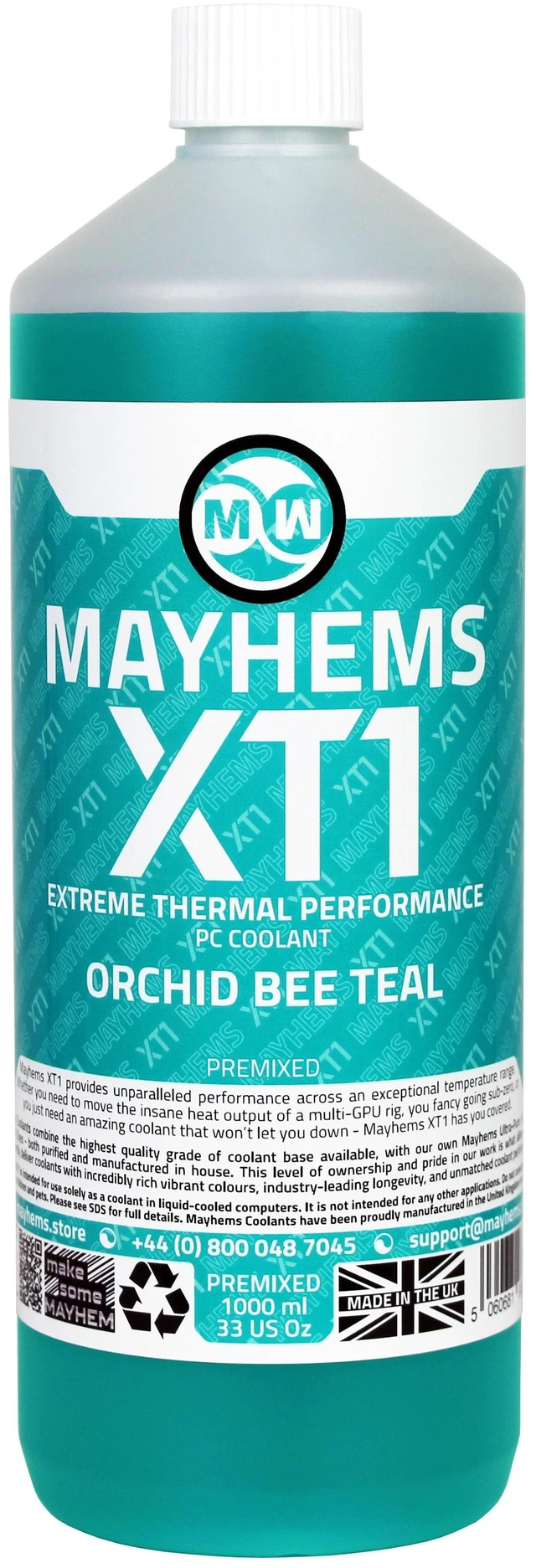 Alt view image 2 of 4 - Mayhems - PC Coolant - XT1 Premix - Thermal Performance Series | 1 Liter - Orchid Bee Teal (MXTP1LTE)