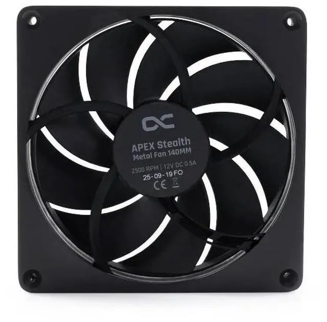 Alt view image 6 of 7 - Alphacool Apex Stealth Metal Fan 2500rpm Matte Black - 140x140x25mm (13760)