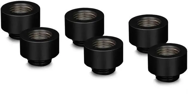 Alt view image 7 of 7 - Thermal Grizzly DeltaMate 10mm Male to Female Extender Fitting - MF10 - Black - 6 Pack, G1/4, Brass (TG-DM-FIT-6006)