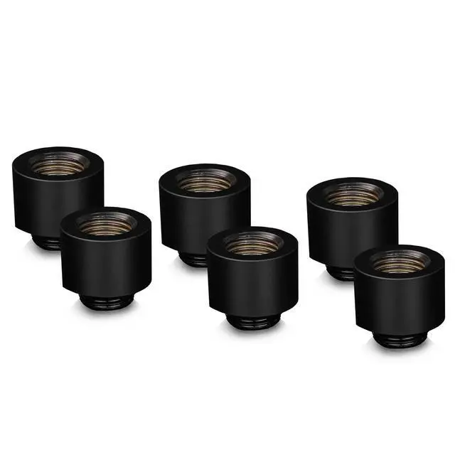 Alt view image 2 of 7 - Thermal Grizzly DeltaMate 14mm Male to Female Extender Fitting - MF14 - Black - 6 Pack, G1/4, Brass (TG-DM-FIT-6007)