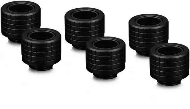 Alt view image 2 of 7 - Thermal Grizzly DeltaMate 14mm HardTube Compression Fitting - HT14 - Black - 6 Pack, G1/4, Brass (TG-DM-FIT-6014)
