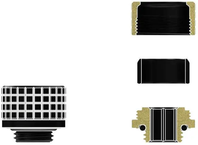 Alt view image 6 of 7 - Thermal Grizzly DeltaMate 14mm HardTube Compression Fitting - HT14 - Black - 6 Pack, G1/4, Brass (TG-DM-FIT-6014)